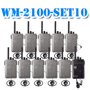 TOA WM-2100-SET10 ชุดทัวร์ไกด์ ชุดเครื่องส่ง สำหรับผู้บรรยาย 1 ท่าน (พร้อมไมค์) เครื่องรับสัญญาณ สำหรับผู้ฟังการบรรยาย (พร้อมหูฟัง) 10 ท่าน Tour guide