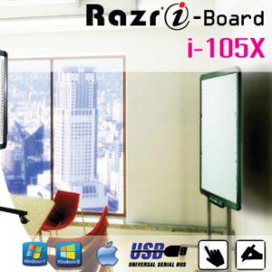 RAZR i-105X กระดานอัจฉริยะ 102 นิ้ว 800x600/1024x768/1280x1024 Pixel เป็นจอรับภาพโปรเจคเตอร์ติดตั้งได้ทั้งแบบแขวนผนัง และวางบนขาตั้ง พร้อมล้อเลื่อน i-Board