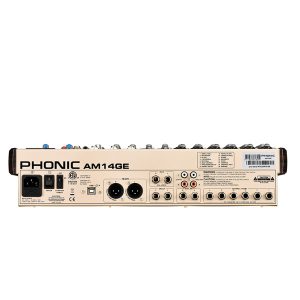 PHONIC AM14GE 6-MONO 4-STEREO INPUT 2-GROUP MIXER WITH DFX, PLUS BT, TF RECORDER AND USB INTERFACE เครื่องผสมสัญญาณเสียง อนาล็อก 14 ชาแนล  มิกเซอร์อนาล็อก